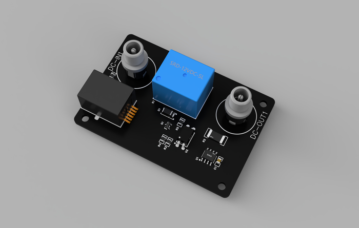 DC Extension board for controlling power on a DC-powered device.