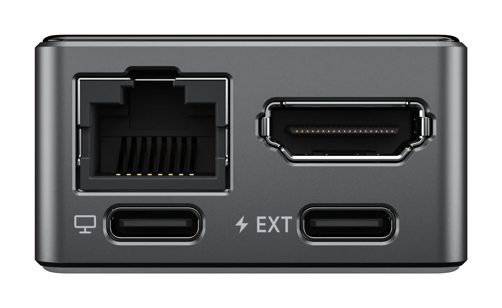 Back of the JetKVM Mini, with Ethernet, HDMI and two USB-C ports
