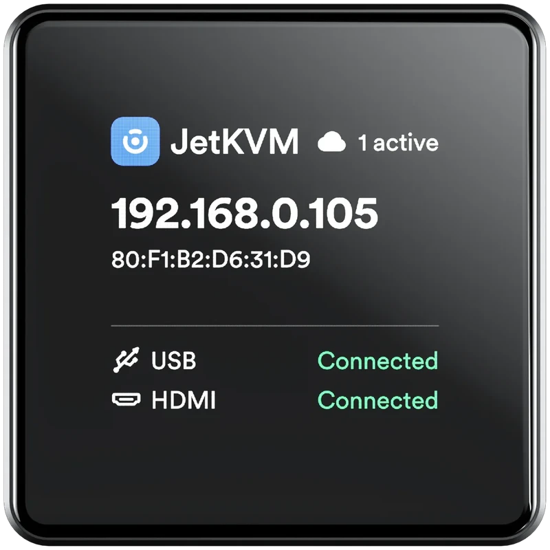 The JetKVM Mini's status display